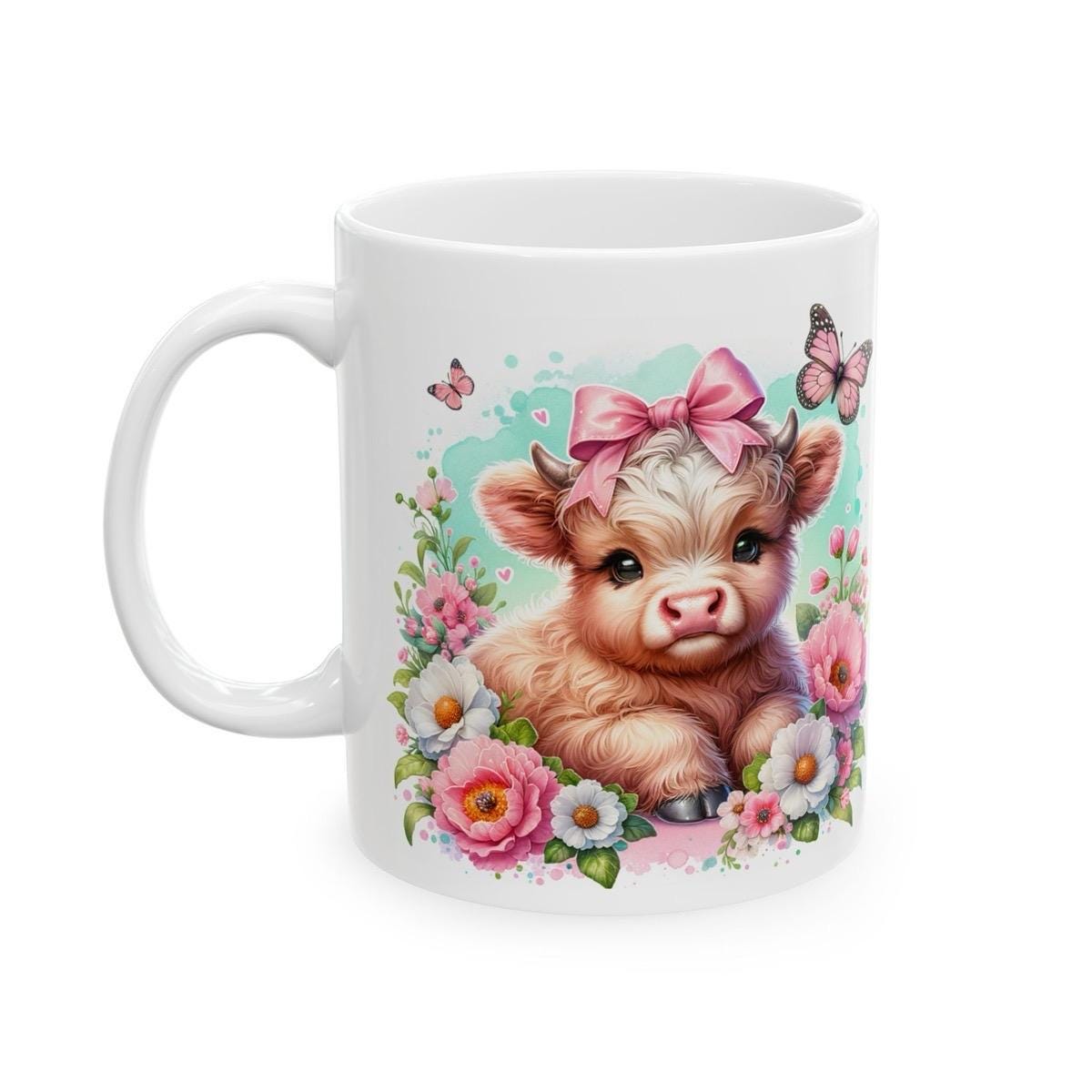 Cute highland cow and butterfly 3d mug - perfect for your morning drinks - drinkware washable tumbler cup coffee reusable reuse ceramic xmas