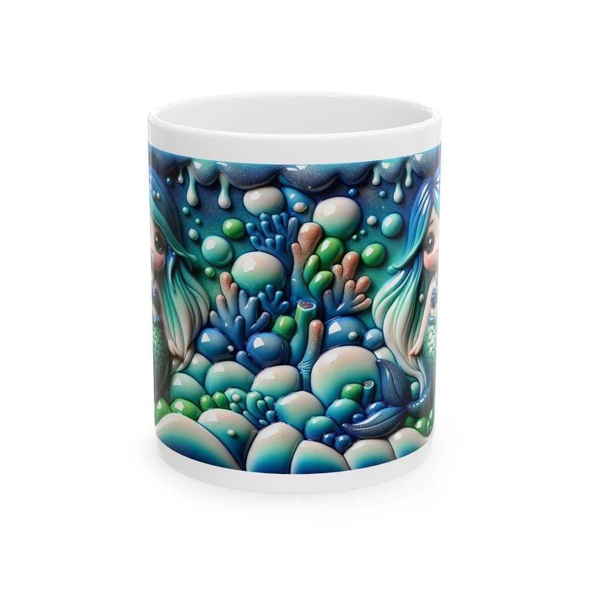 Cute mermaid 3d mug - perfect for coffee and tea - tumblers, drinkware cup bottles washable reusable ceramic reuse xmas mugs festive kids ch