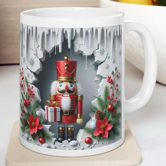 Christmas nutcracker 3d mug for festive drinks - drinkware, cup tumblers reusable bottles reuse washable ceramic coffee xmas mugs tea