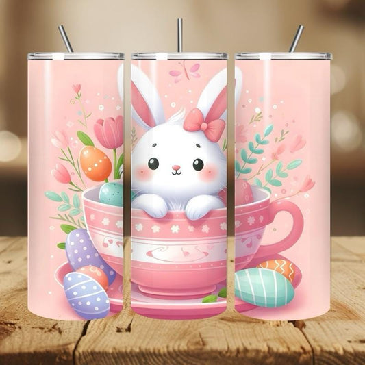 Cute easter bunny tumbler - 20oz - perfect for drinking - drinkware, mug bottles cup flasks bottled portable mothers day vacuum flask bottle