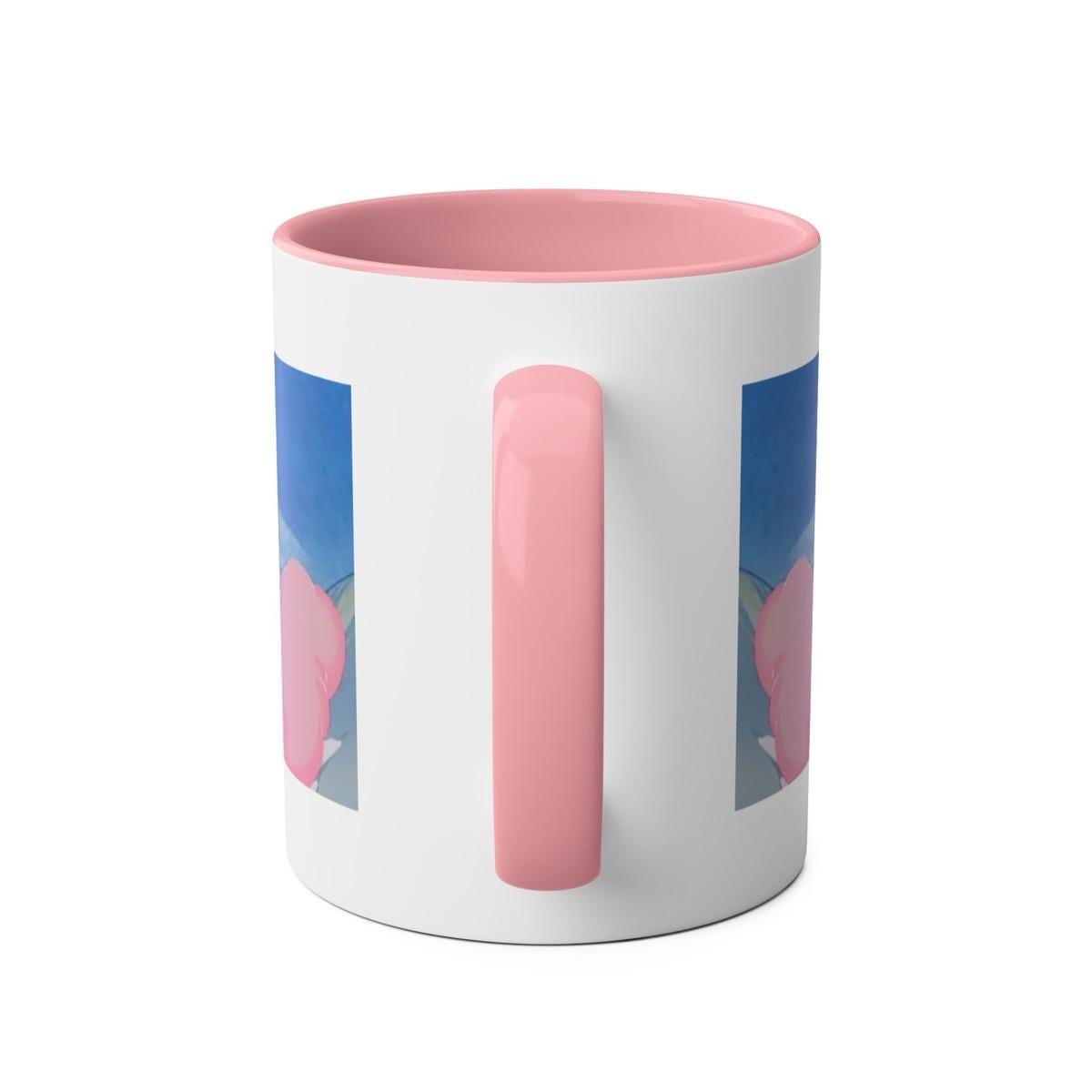 Cute pink mug moomins style with pink handle and interior - perfect for drinks - tumblers, drinkware cup bottles reusable reuse ceramic wash