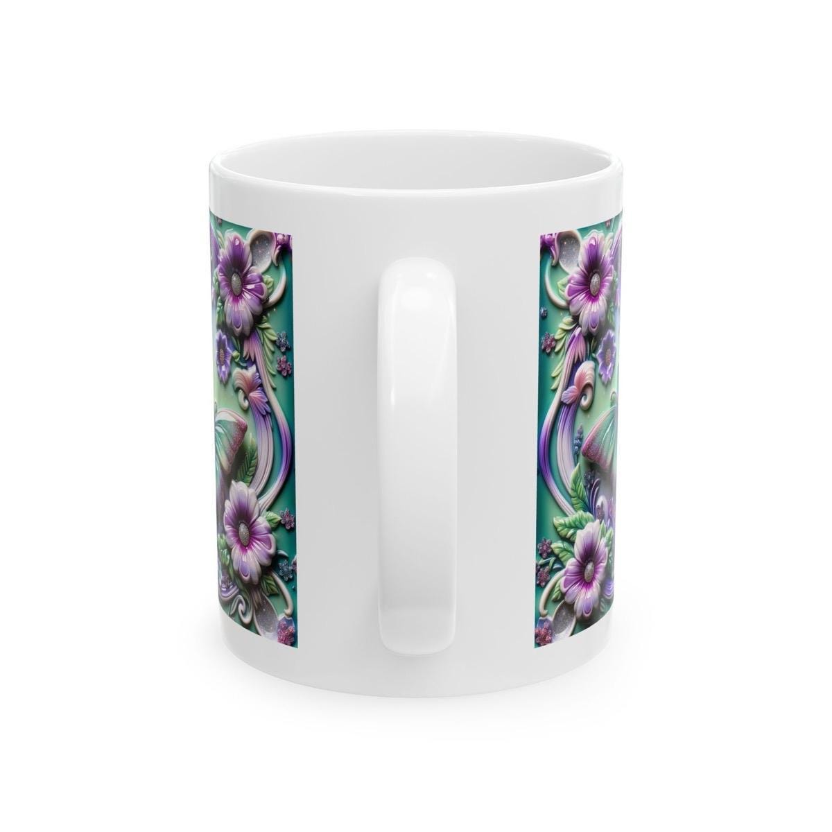 Butterfly flowers 3d mug - perfect for your morning drinks - drinkware coffee sturdy tumbler washable reusable reuse cup ceramic tea xmas mu