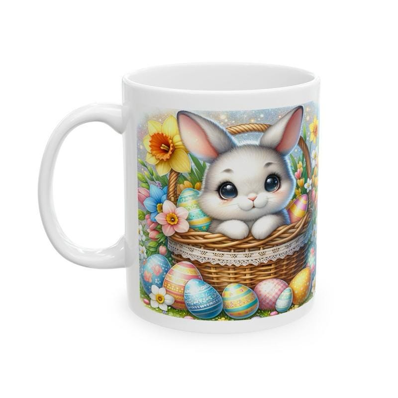 Easter bunny mug - cute gift - perfect for hot drinks - drinkware, tumblers cup bottles reusable washable portable reuse ceramic coffee east