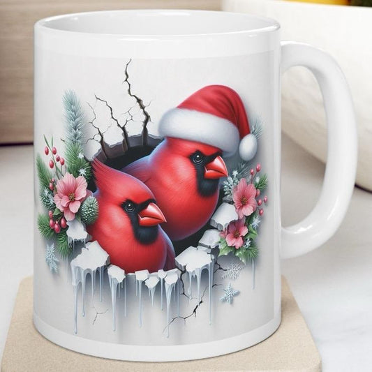 Christmas cardinal birds 3d mug - perfect for hot beverages - cup, drinkware tumblers reusable bottles washable coffee reuse ceramic xmas mu