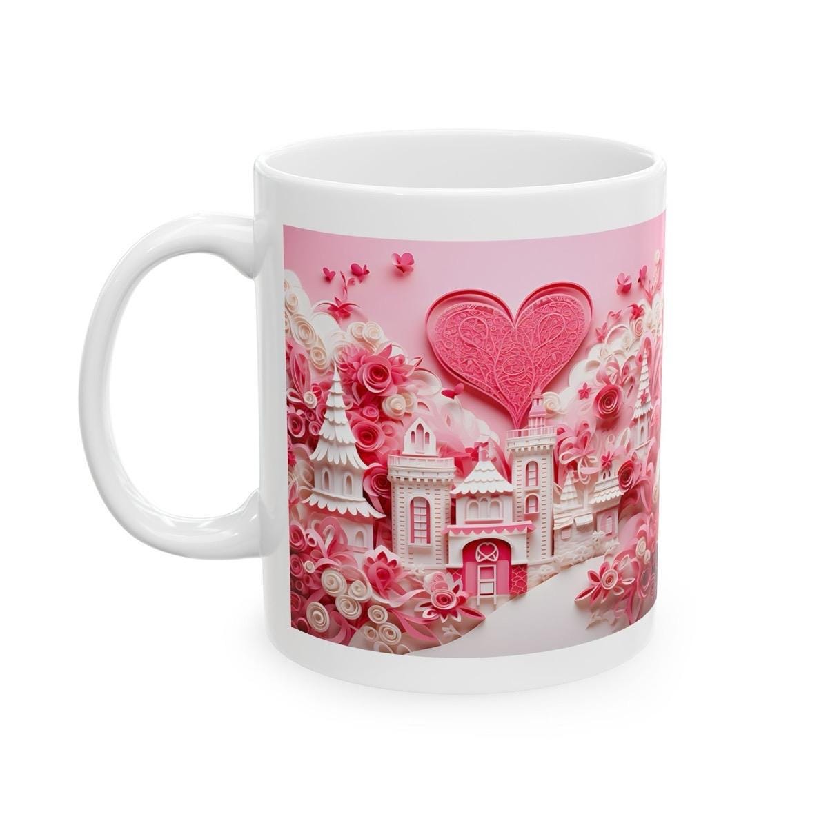 Barbie style house 3d mug - pink hearts design - perfect valentine's day gift - tumblers, drinkware cup bottles washable reusable girlfriend