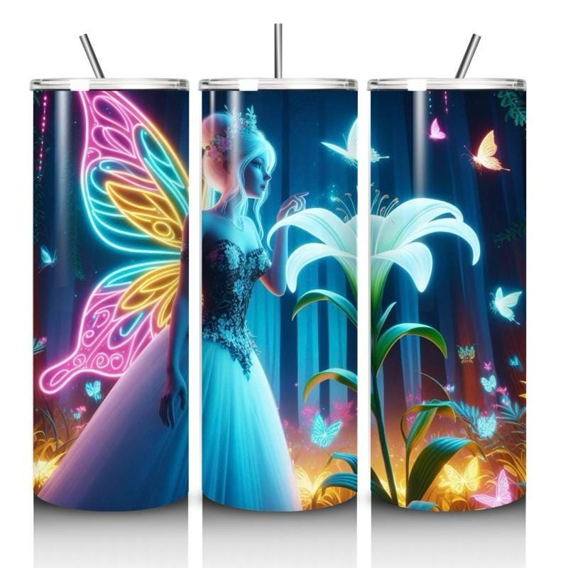 Fairy butterfly tumbler 20oz - perfect for on-the-go hydration - vacuum flask - cup drinkware mug bottles water bottles bottled portable gif