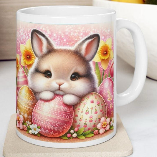 Easter bunny mug - cute gift - perfect for hot drinks - drinkware, tumblers cup bottles reusable washable portable reuse ceramic coffee east