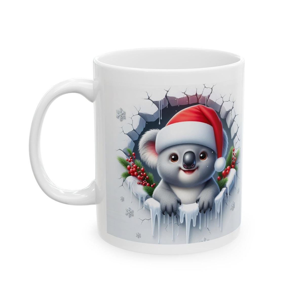 Christmas baby koala 3d mug - perfect for your morning routine - drinkware, tumblers cup reusable washable reuse coffee ceramic xmas mugs te
