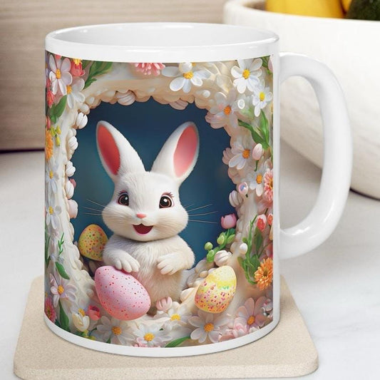 Easter bunny mug - cute gift - perfect for hot drinks - drinkware, tumblers cup bottles reusable washable portable reuse ceramic coffee east