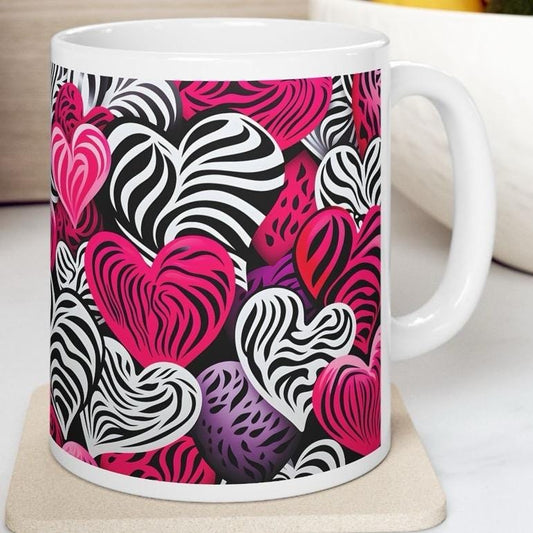 Love hearts mug for valentine's day - perfect for your morning drinks - drinkware washable tumbler reusable cup reuse ceramic coffee girly c