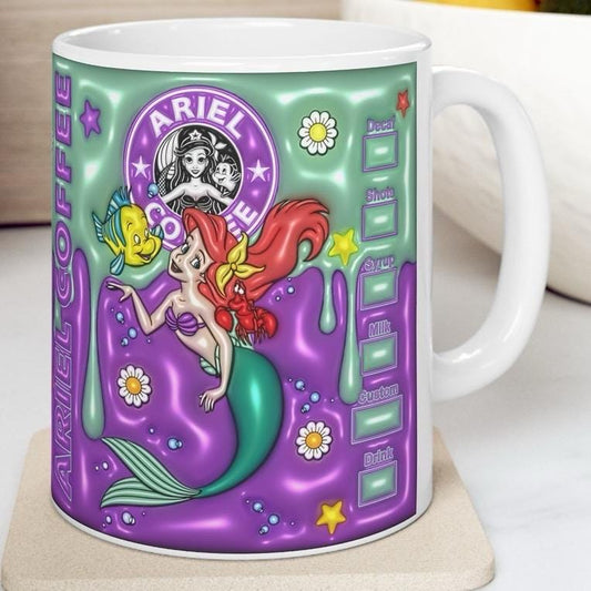 Ariel mermaid mug - perfect xmas gift for drinkware fans - tumblers cup ceramic bottles washable reusable reuse coffee funny cute gifts mugs