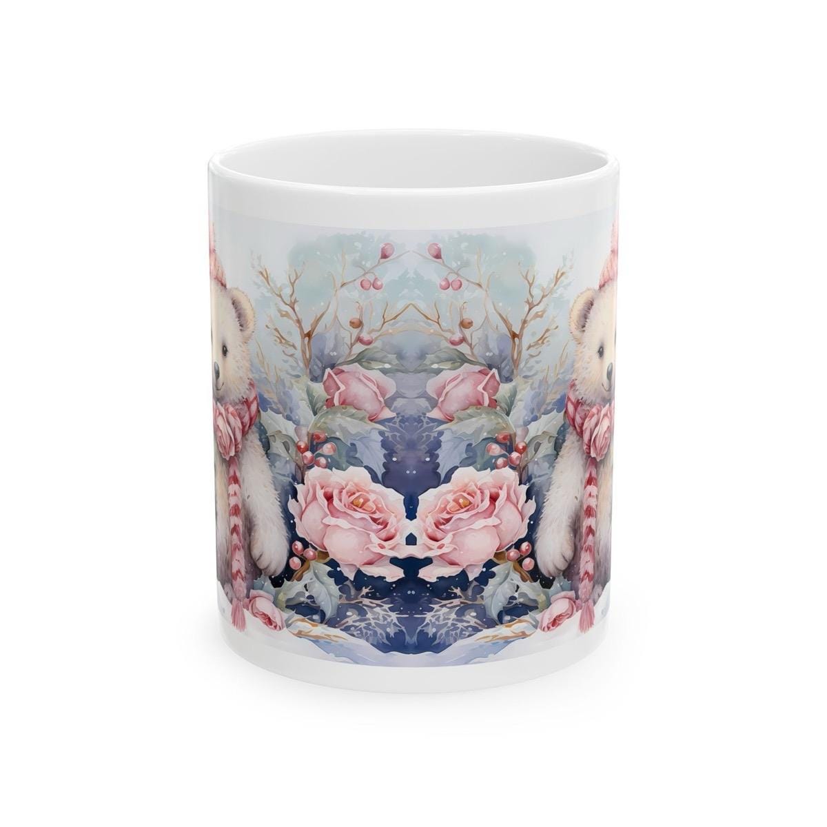 Cute polar bear christmas mug - secret santa stocking filler gift drinkware tumbler reuse reusable washable cup ceramic coffee paddington xm