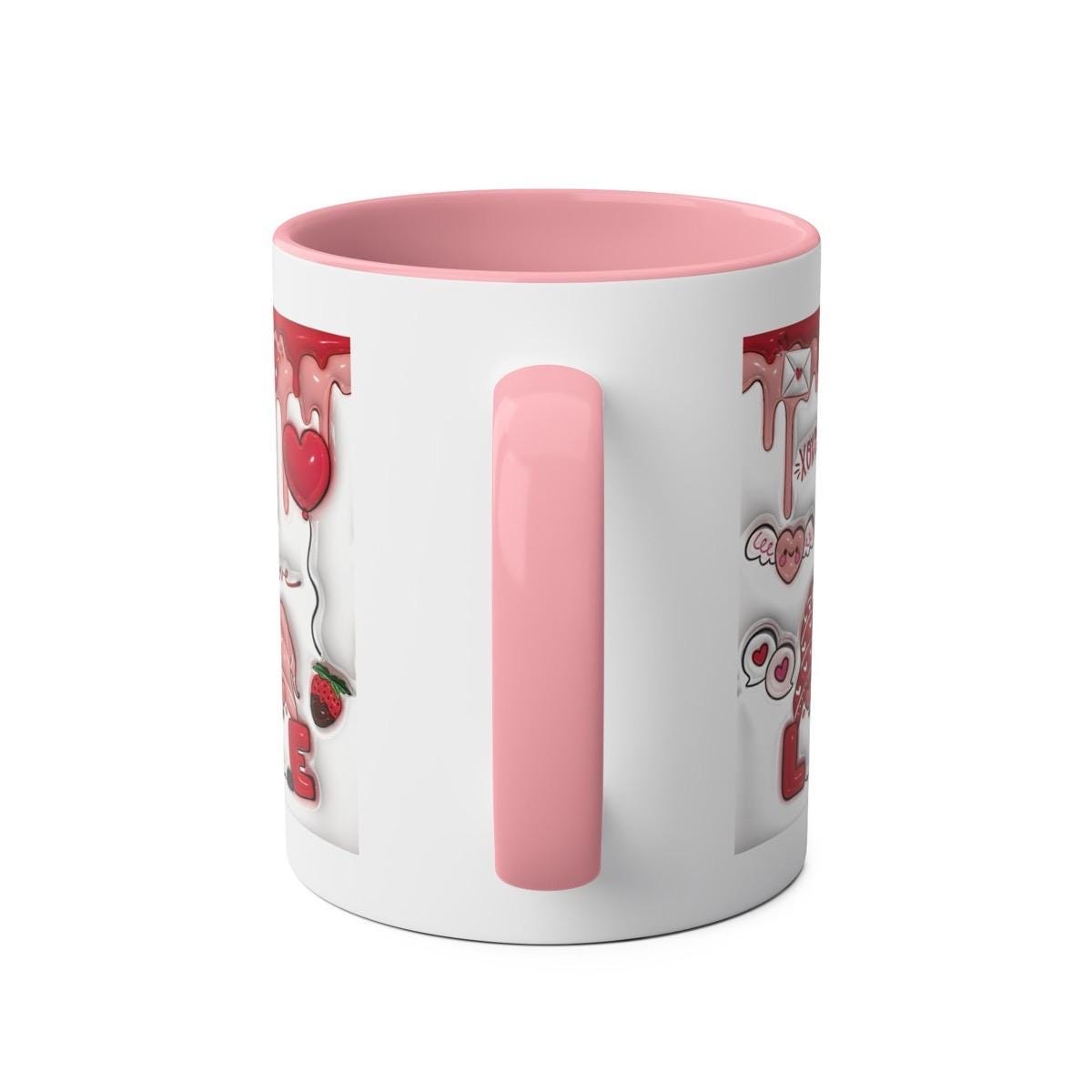 Gonk gnome valentine's day love pink mug gift - cute hearts 3d style drip effect drinkware cup coffee tumblers reusable ceramic washable reu