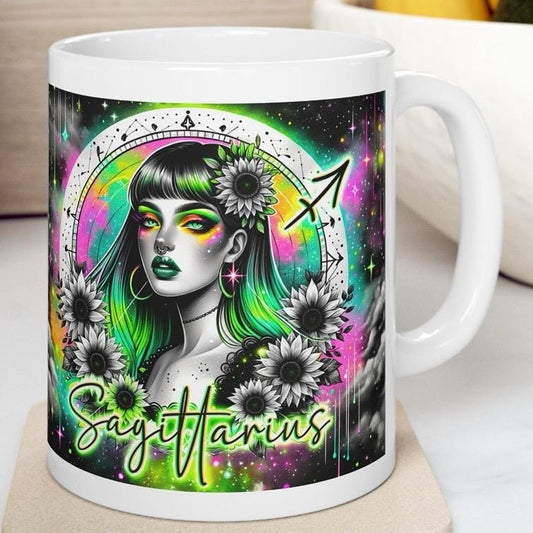 Sagittarius star sign astrology mug gift - perfect for coffee and tea - tumblers, drinkware cup bottles reusable glass washable reuse cerami