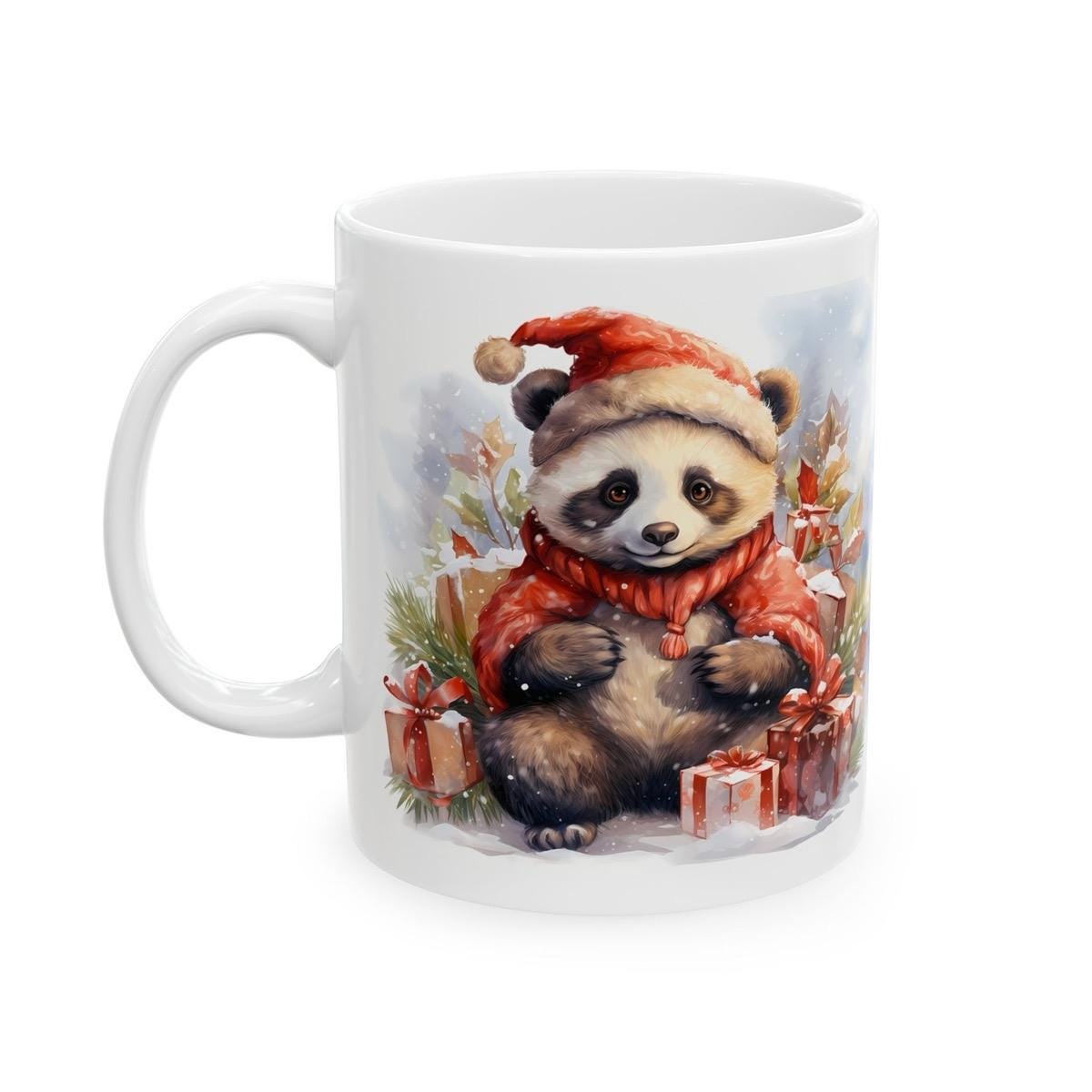 Funny christmas panda mug - perfect stocking filler or secret santa gift drinkware reuse tumbler washable reusable coffee cup ceramic xmas m