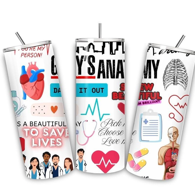 Grey’s anatomy tumbler 20oz - wildlife style stainless steel vacuum flask cup drinkware mug bottles portable gifts insulated thermo cups c