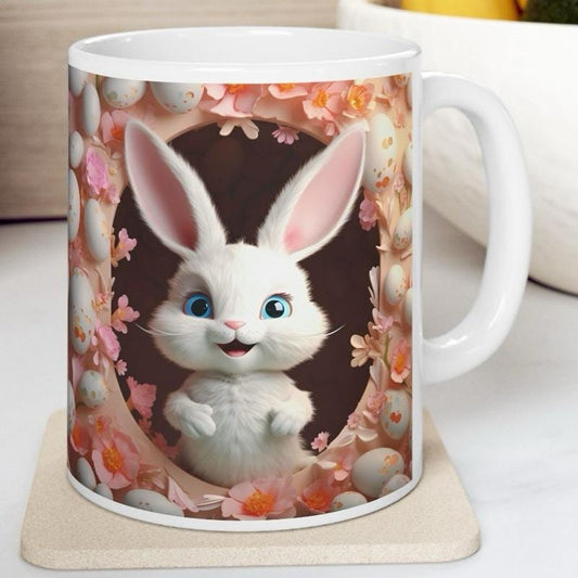 Easter bunny mug - cute gift - perfect for hot drinks - drinkware, tumblers cup bottles reusable washable portable reuse ceramic coffee east