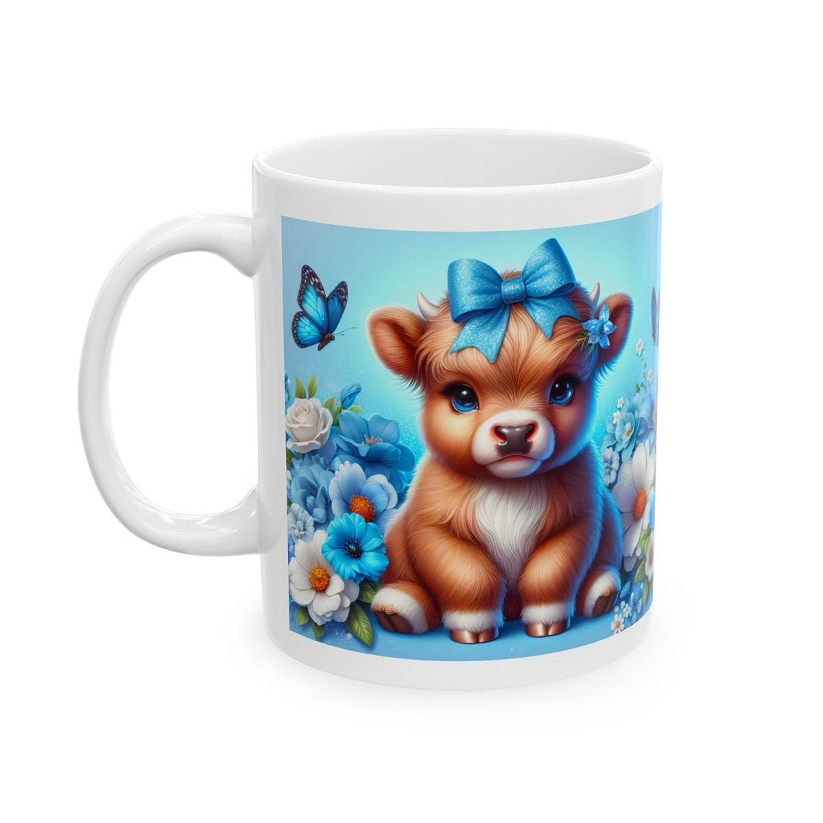 Cute highland cow blue 3d mug perfect for your morning drinks - tumblers, drinkware cup coffee washable reusable ceramic reuse xmas mugs tea