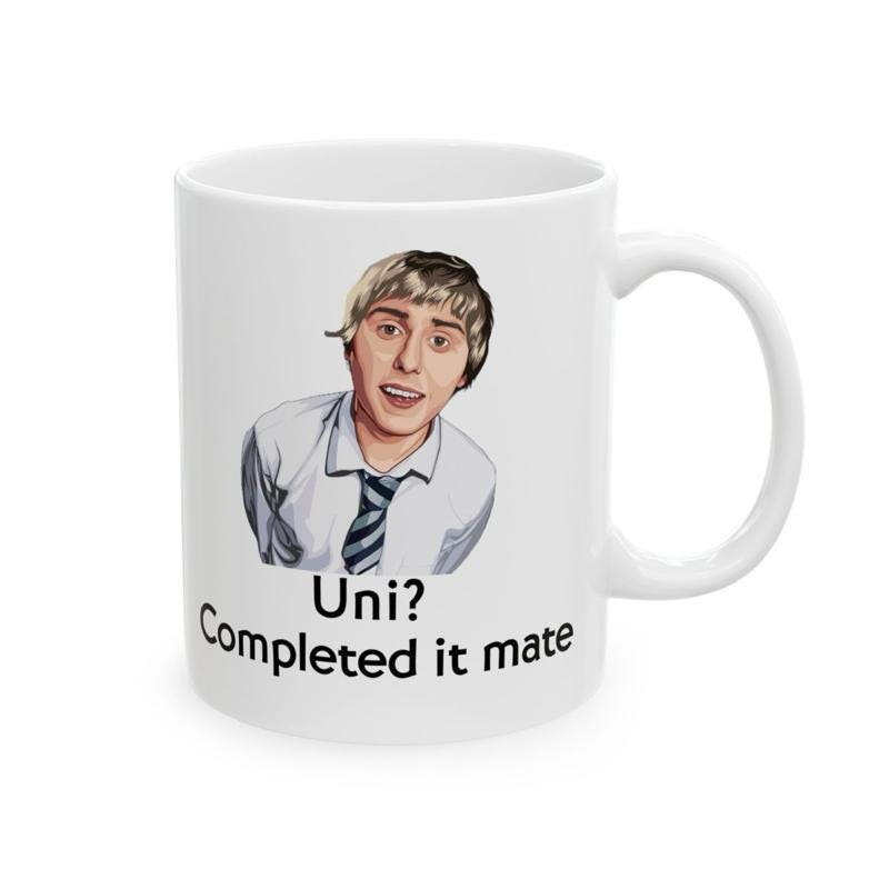 Funny mug - inbetweeners uni completed it mate mug - funny inbetweeners jay cartwright gift coffee mug drinkware washable reusable tumbler r