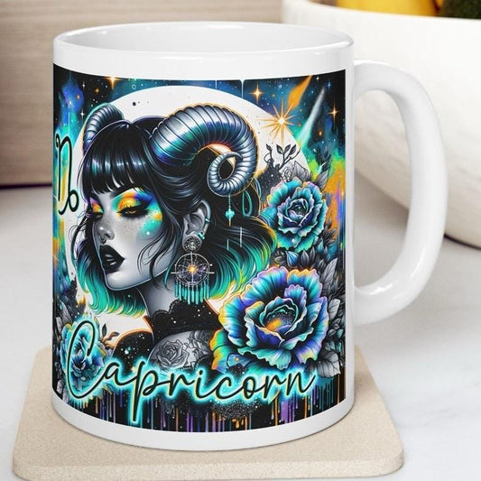 Capricorn star sign astrology mug - perfect gift for any occasion - drinkware washable reusable tumbler cup reuse coffee ceramic cute cute g