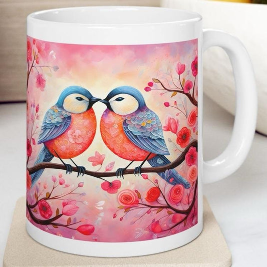 Love birds valentines mug - perfect for your morning drinks - tumblers, drinkware cup bottles reusable washable reuse coffee ceramic cute gi
