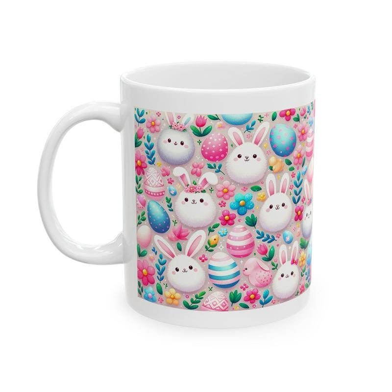 Easter bunny mug - cute gift - perfect for hot drinks - drinkware, tumblers cup bottles reusable washable portable reuse ceramic coffee east