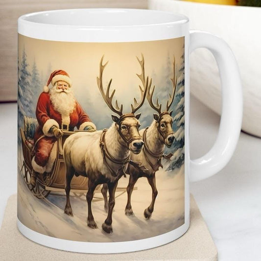 Santa reindeer’s cute christmas mug - perfect secret santa stocking filler gift - gifts drinkware tumbler washable reuse cup reusable cera