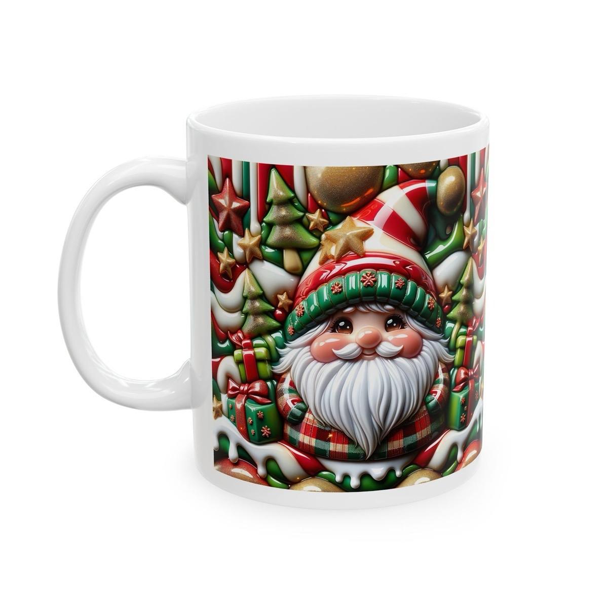 3d sparkly festive tartan santa mug - cozy holiday design with red and green accents - perfect christmas gift drinkware reusable reuse coffe