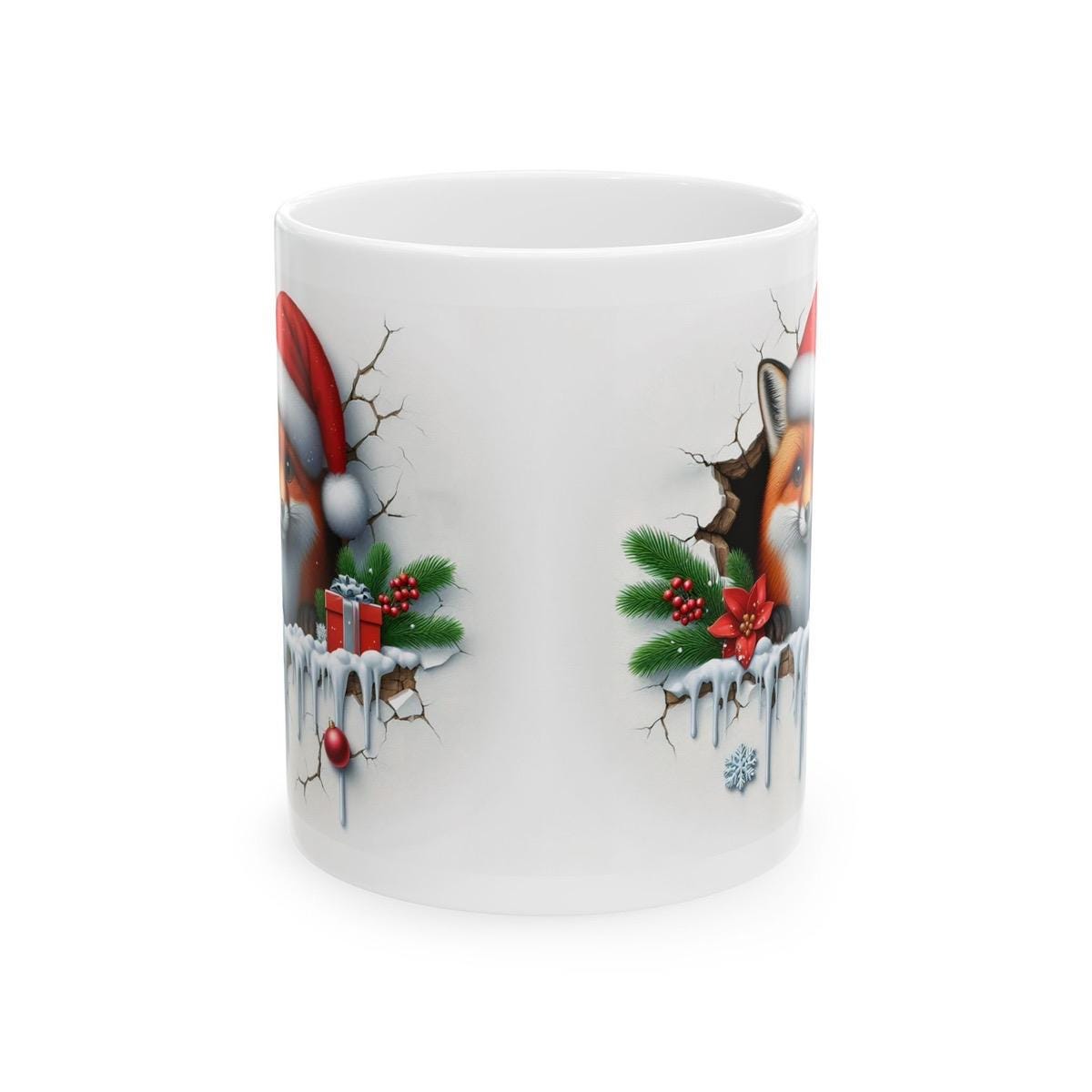 Christmas fox 3d mug - perfect for the holidays drinkware washable reuse reusable tumbler coffee cup ceramic xmas mugs tea festive gifts gir