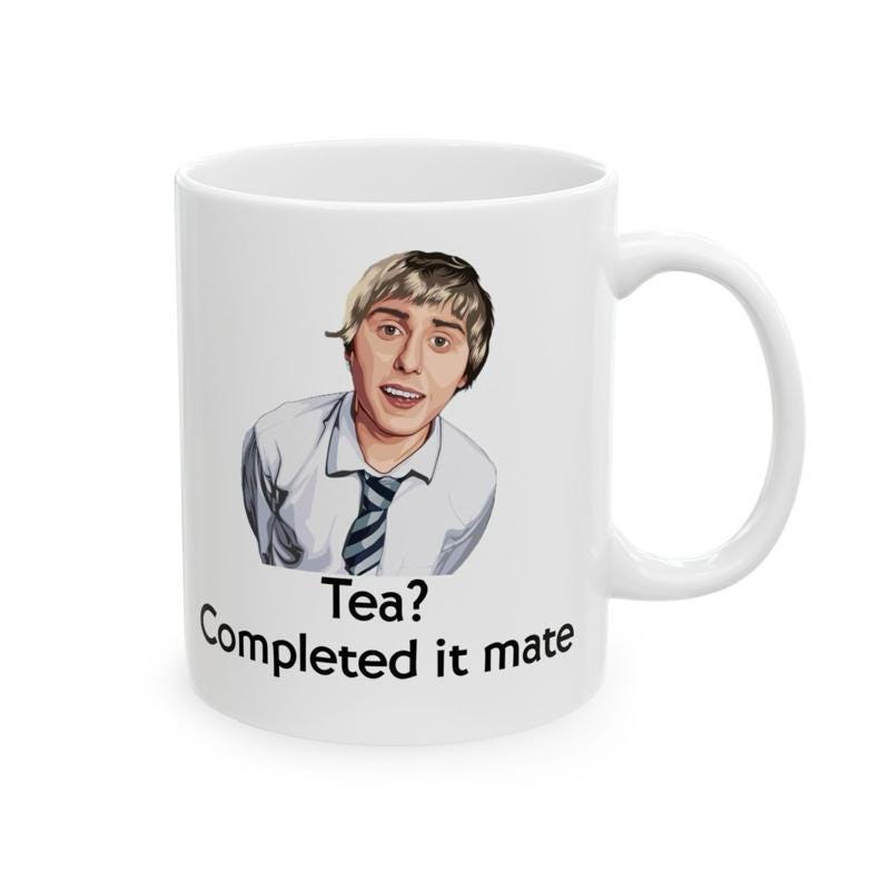 Funny mug - inbetweeners tea completed it mate mug - funny inbetweeners jay cartwright gift coffee mug drinkware washable reusable tumbler r