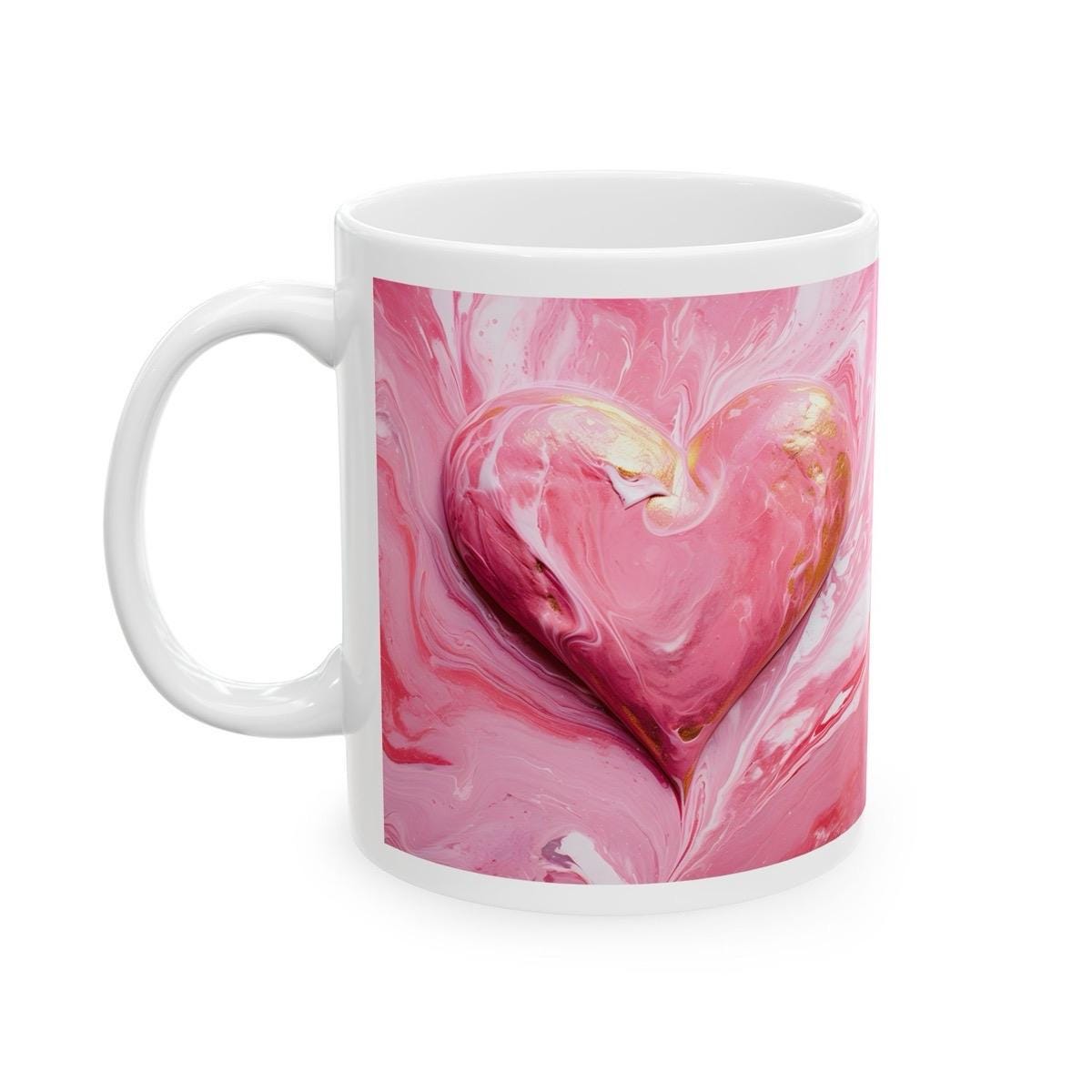 Marble paint 3d mug heart style - perfect valentine's or xmas gift for boyfriend or girlfriend drinkware reusable washable tumbler cup coffe