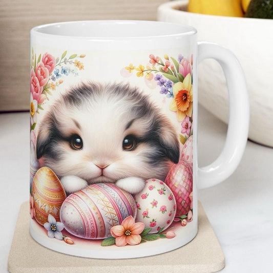 Easter bunny mug - cute gift - perfect for hot drinks - drinkware, tumblers cup bottles reusable washable portable reuse ceramic coffee east