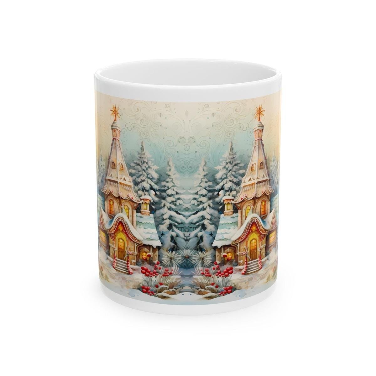 Christmas tree castle mug - perfect secret santa stocking filler gift - gifts drinkware reusable reuse washable cup tumbler ceramic coffee x