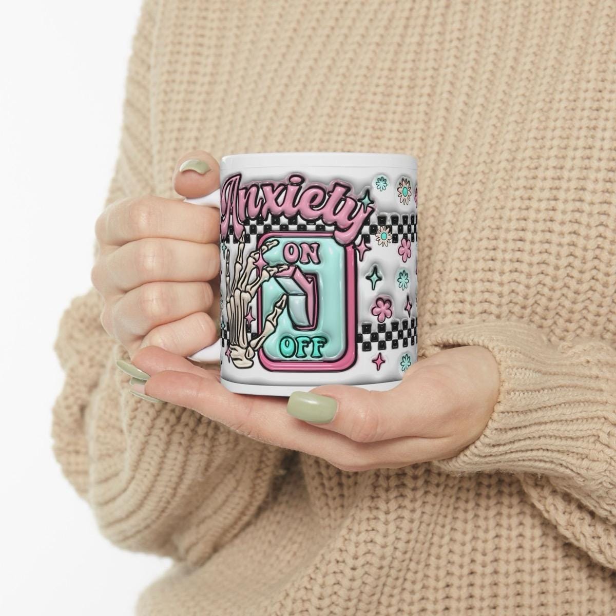Anxiety on off switch mug for mental health cup - perfect gift for anxious individuals drinkware reusable washable coffee ceramic cup reuse