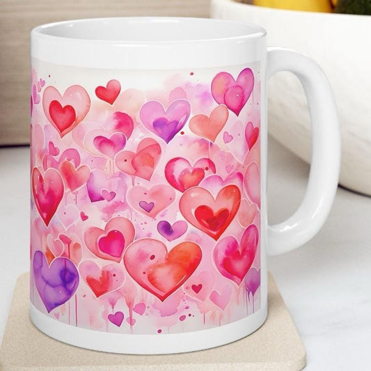 Love hearts mug - cute gifts for the valentine's day - tumblers, drinkware cup bottles washable reusable xmas christmas gifts girly girly cu