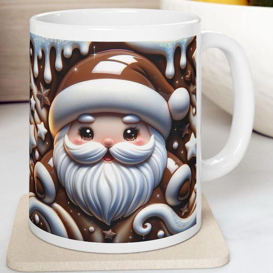 Cute 3d christmas santa mug – festive brown and white design, perfect for holiday sips and gifts! drinkware cup tumblers reusable washable