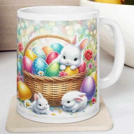 Easter bunny mug - cute gift - perfect for hot drinks - drinkware, tumblers cup bottles reusable washable portable reuse ceramic coffee east