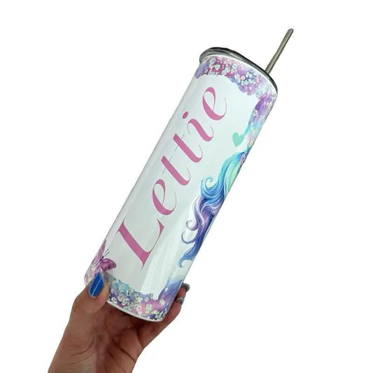 Personalised unicorn 20oz tumbler - cute gifts kids gift add name onto tumbler drinkware flasks mug water bottles bottled portable insulated