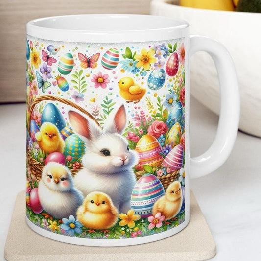 Easter bunny mug - cute gift - perfect for hot drinks - drinkware, tumblers cup bottles reusable washable portable reuse ceramic coffee east