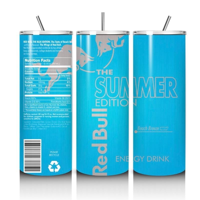 Red bull summer edition tumbler 20oz - blue perfect for on-the-go hydration - vacuum flask - cup drinkware mug bottles water bottles bottled