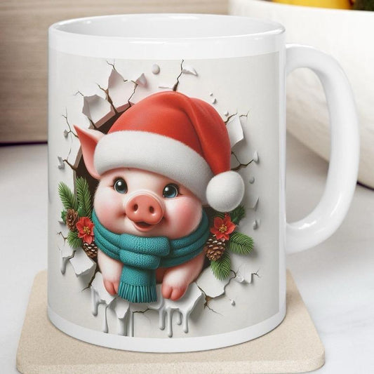 Christmas baby piglet 3d mug - reusable and perfect  no for drinks - drinkware ceramic tumblers washable reuse xmas mugs tea festive