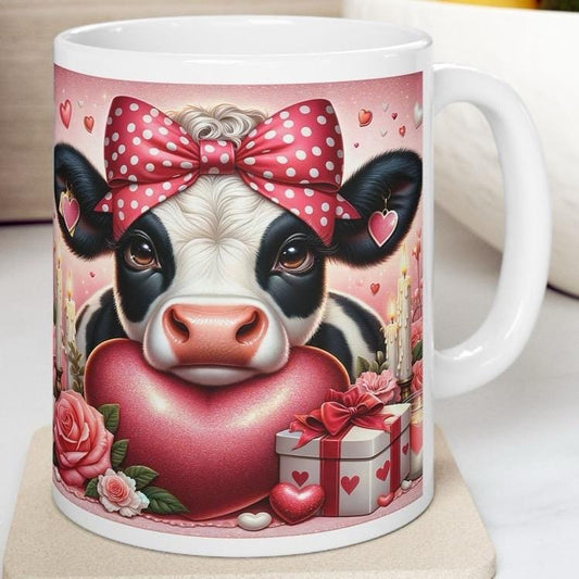 Cute cow mug - perfect valentine's day gift for couples - tumblers, drinkware coffee cup washable reusable reuse ceramic xmas christmas gift