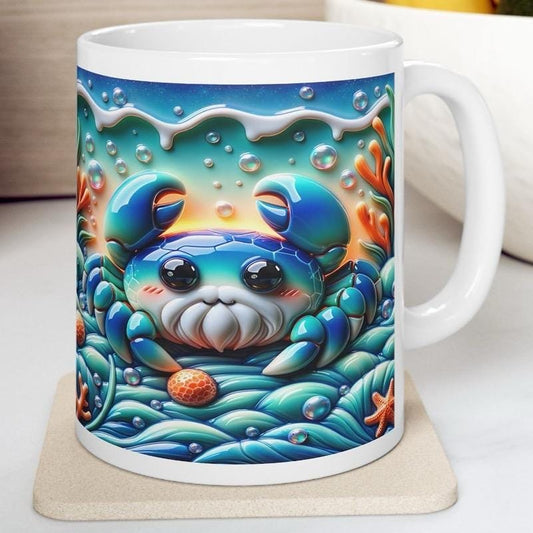 Blue crab 3d mug - perfect for your morning drinks - tumblers, drinkware cup bottles glass reusable washable coffee ceramic reuse xmas mugs