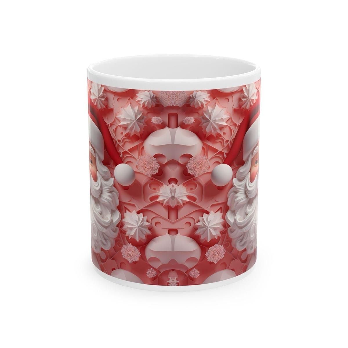 3d pink santa mug - perfect secret santa stocking filler gift drinkware reuse tumbler washable cup reusable ceramic coffee neutral mugs xmas