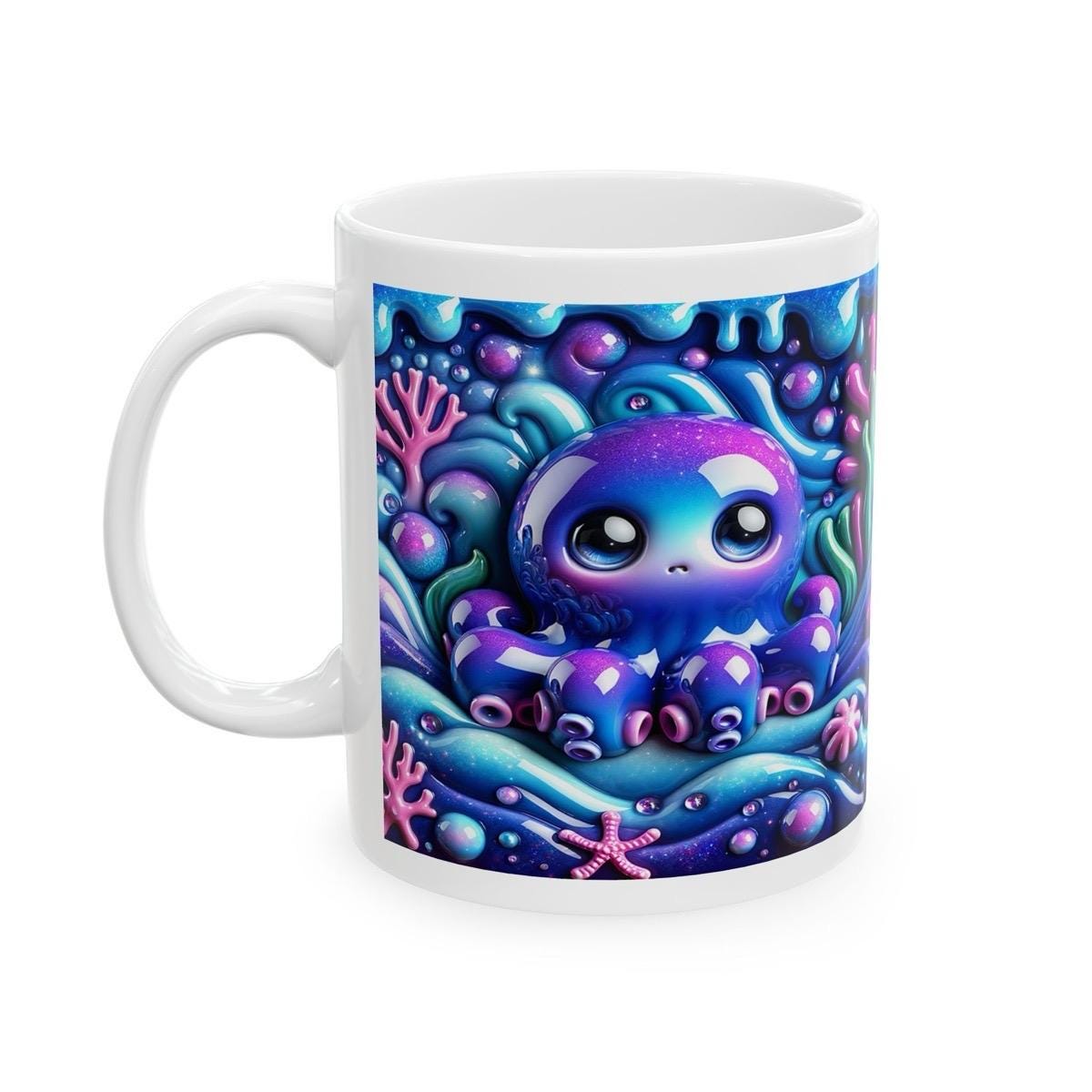 Cute baby octopus 3d mug - perfect for your morning drinks - drinkware, tumblers cup ceramic washable reusable coffee reuse xmas mugs tea fe