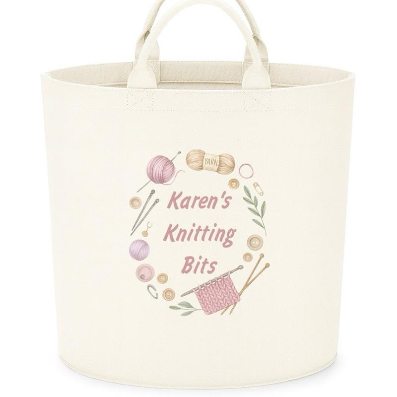 Personalised knitting gift basket storage Felt Trug, perfect gifts women men kids gift fun storage basket trugs toy storage cute friend mum Lightweight Organiser Book teddies neutral gifts knitting lover crocheting