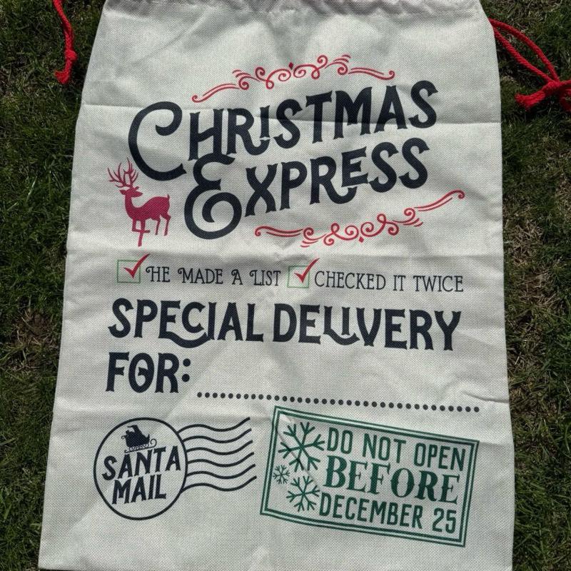 Large Premium Personalised Christmas Sack – Christmas express special delivery design - Santa Gift Bag – Custom Name – Kids & Adults - Personalised Christmas stocking 64cmx48cm