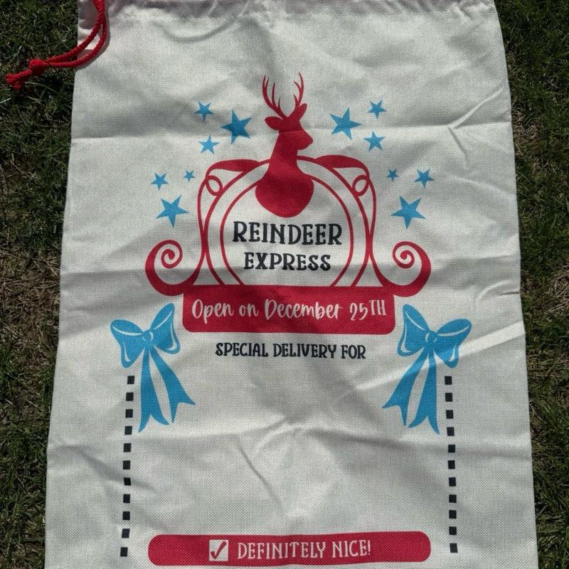 Large Premium Personalised Christmas Sack – Reindeer express design - Santa Gift Bag – Custom Name – Kids & Adults - Personalised Christmas stocking 64cmx48cm