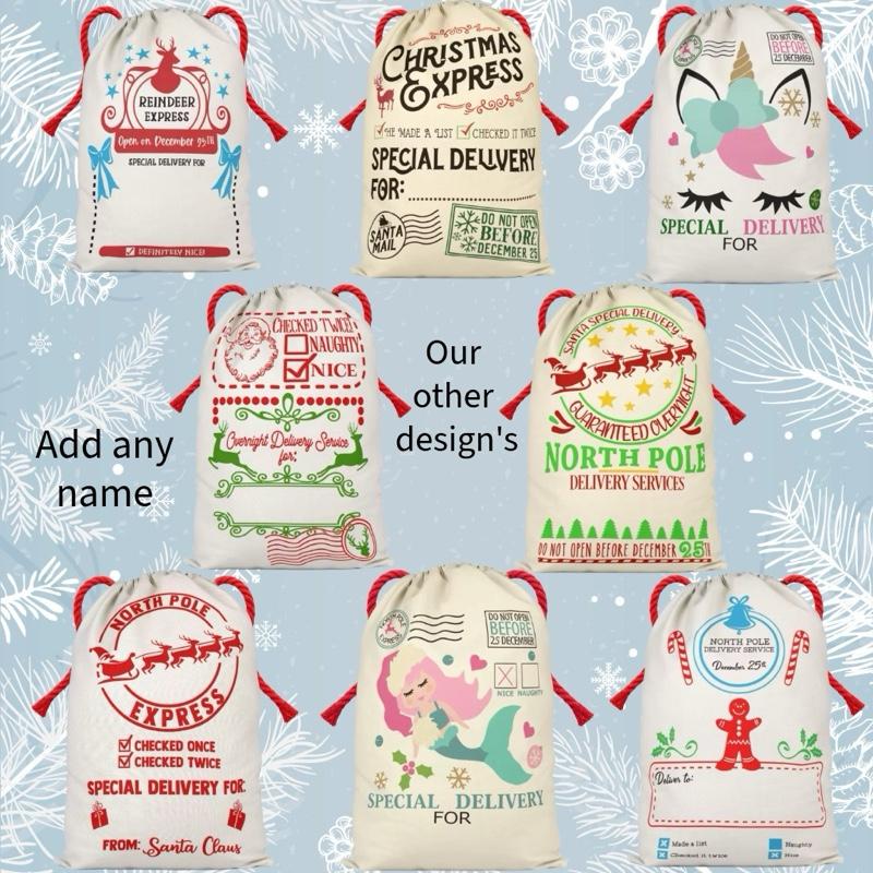 Large Premium Personalised Christmas Sack – Mermaid design - Santa Gift Bag – Custom Name – Kids & Adults - Personalised Christmas stocking 64cmx48cm