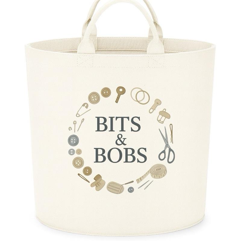 Personalised bits and bobs gift basket storage Felt Trug, perfect gifts women men kids gift fun storage basket trugs toy storage cute friend mum Lightweight Organiser Book teddies neutral gifts knitting lover crocheting